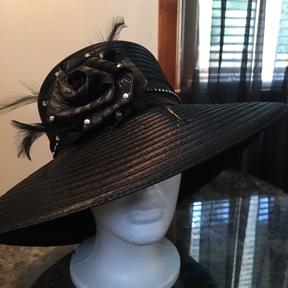 Black Swan Rhinestone Dress Hat